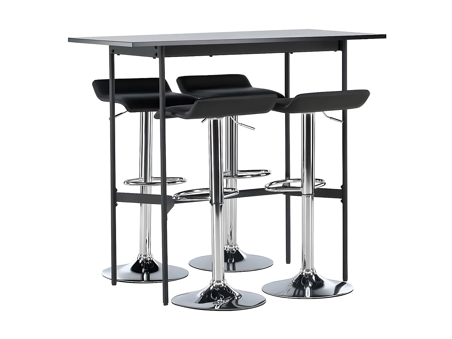 Rax barmeubelset bartafel zwart en 4 Jonna barstoelen zwart.