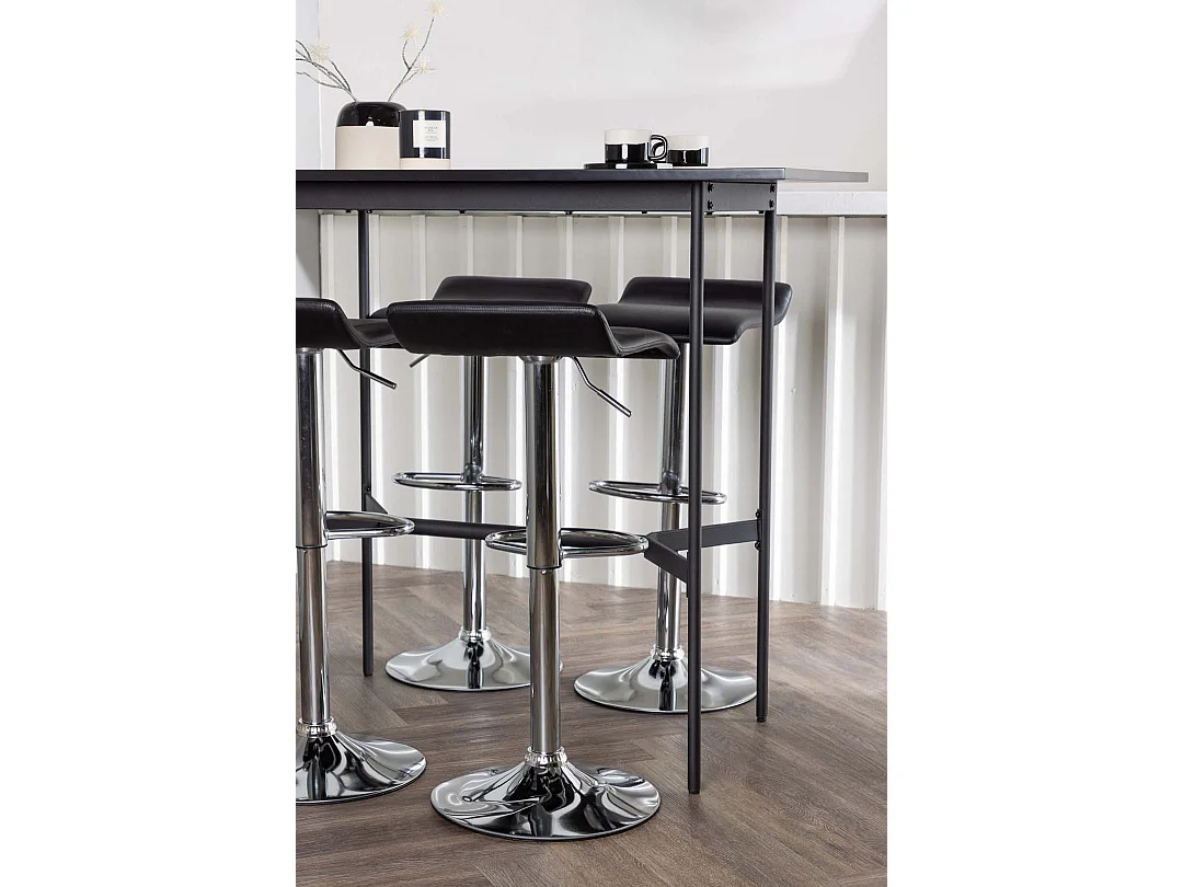 Rax barmeubelset bartafel zwart en 4 Jonna barstoelen zwart.