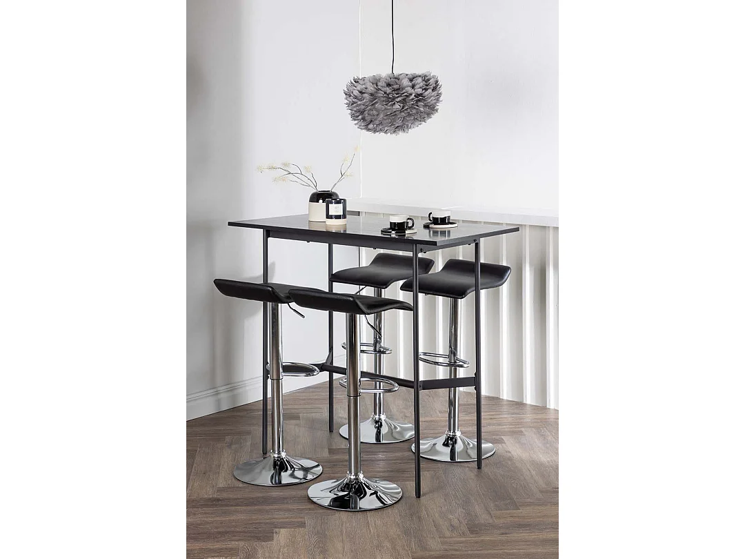 Rax barmeubelset bartafel zwart en 4 Jonna barstoelen zwart.