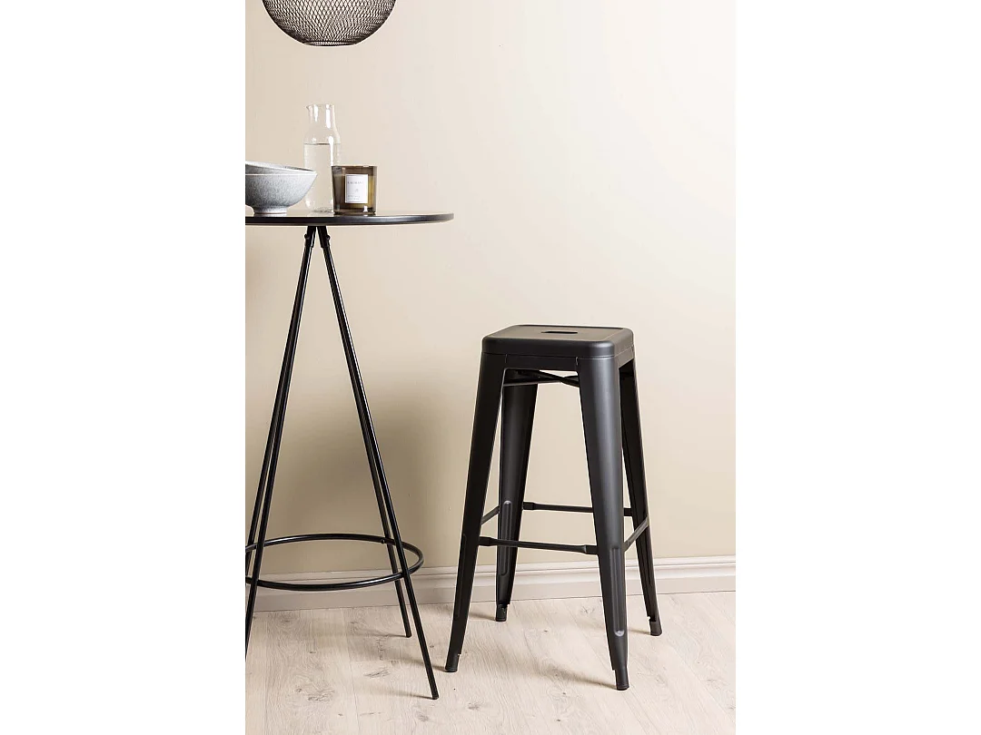 bistro ensemble de meubles de bar table de bar noir et 2 Tempe tabourets de bar noir.