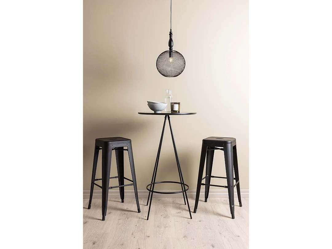 bistro ensemble de meubles de bar table de bar noir et 2 Tempe tabourets de bar noir.