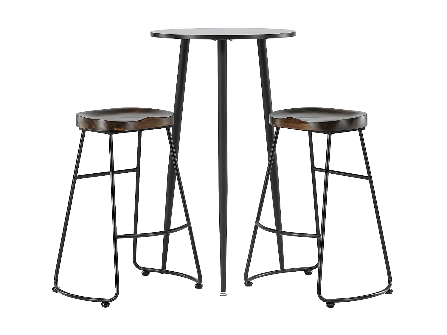 Plaza ensemble de meubles de bar table de bar noir et 2 Ozark tabourets de bar naturel.