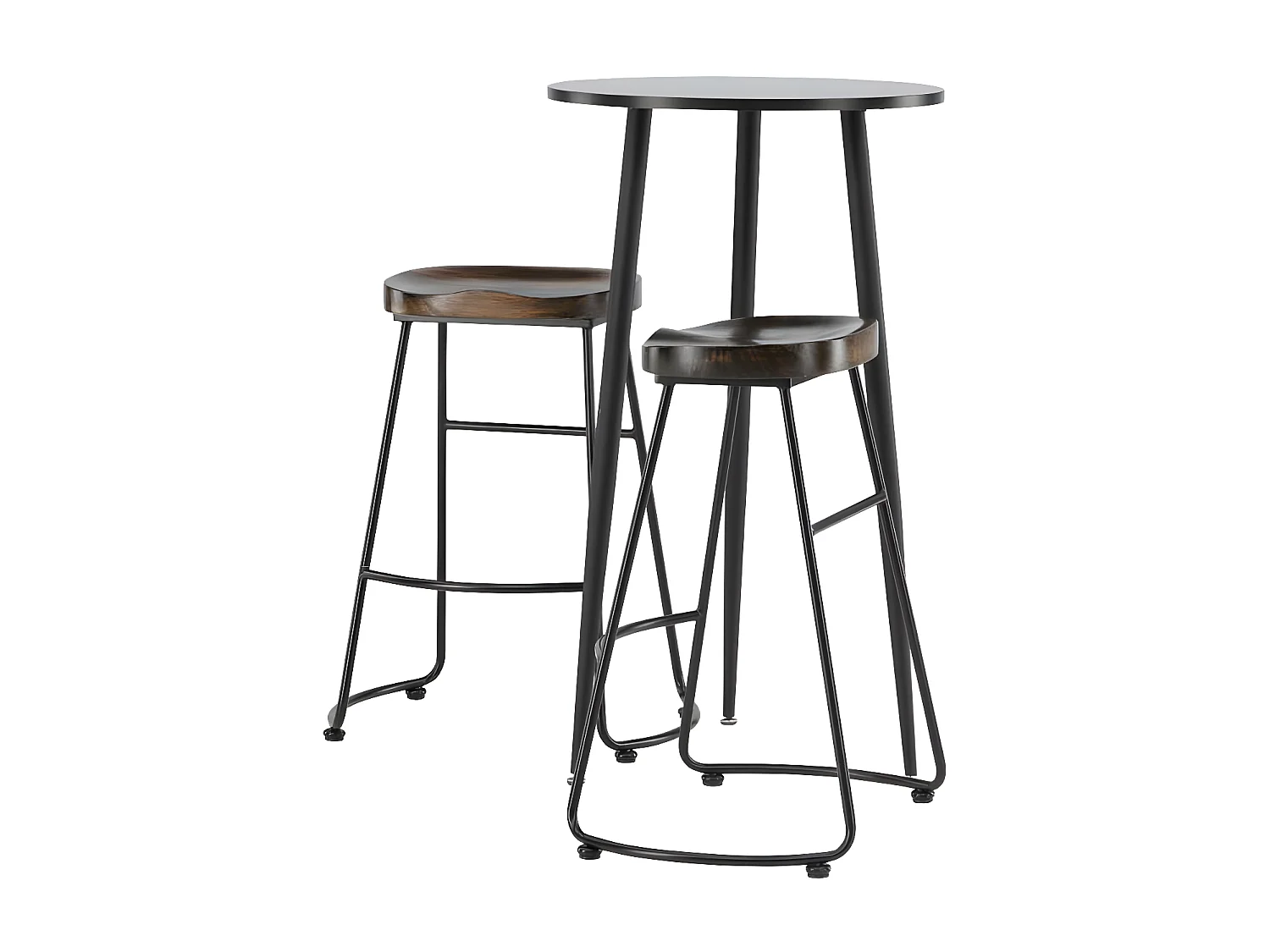 Plaza ensemble de meubles de bar table de bar noir et 2 Ozark tabourets de bar naturel.