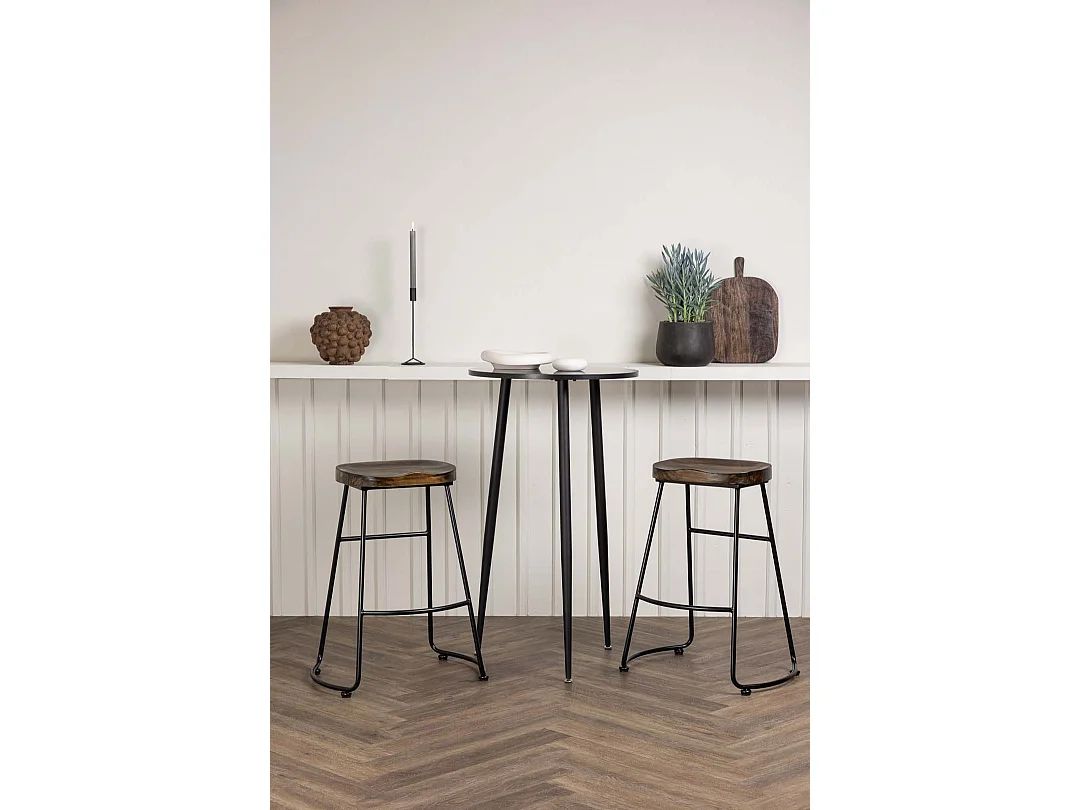 Plaza ensemble de meubles de bar table de bar noir et 2 Ozark tabourets de bar naturel.