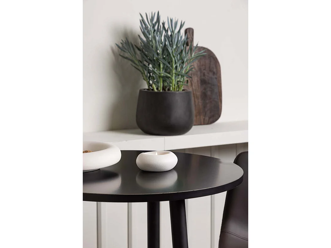 Plaza Barmöbelsett Bartisch schwarz und 2 Alexi Barhocker braun.