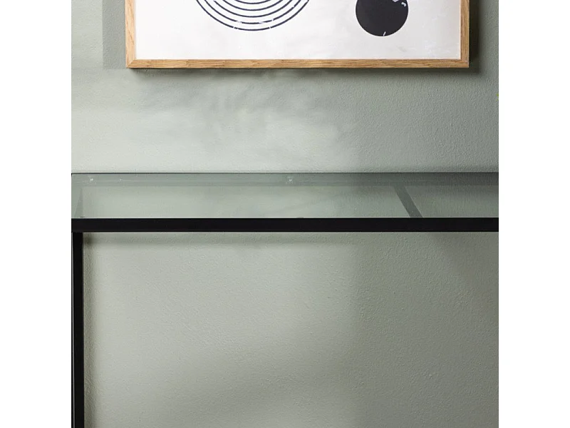 Console Design en Verre "Dipp" 100cm Noir & Transparent