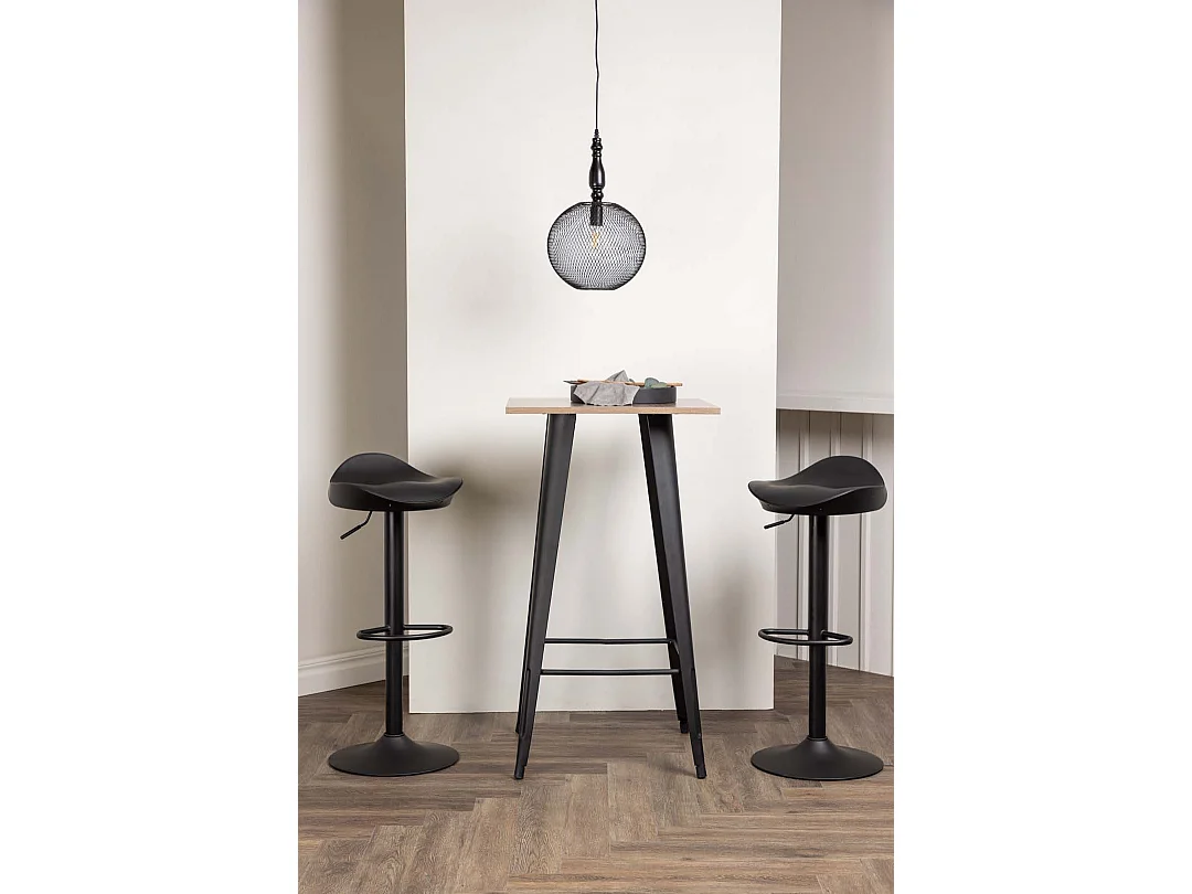 Tempe Barmöbelsett Bartisch Nussbaum dekor und 2 Adesto Barhocker schwarz.