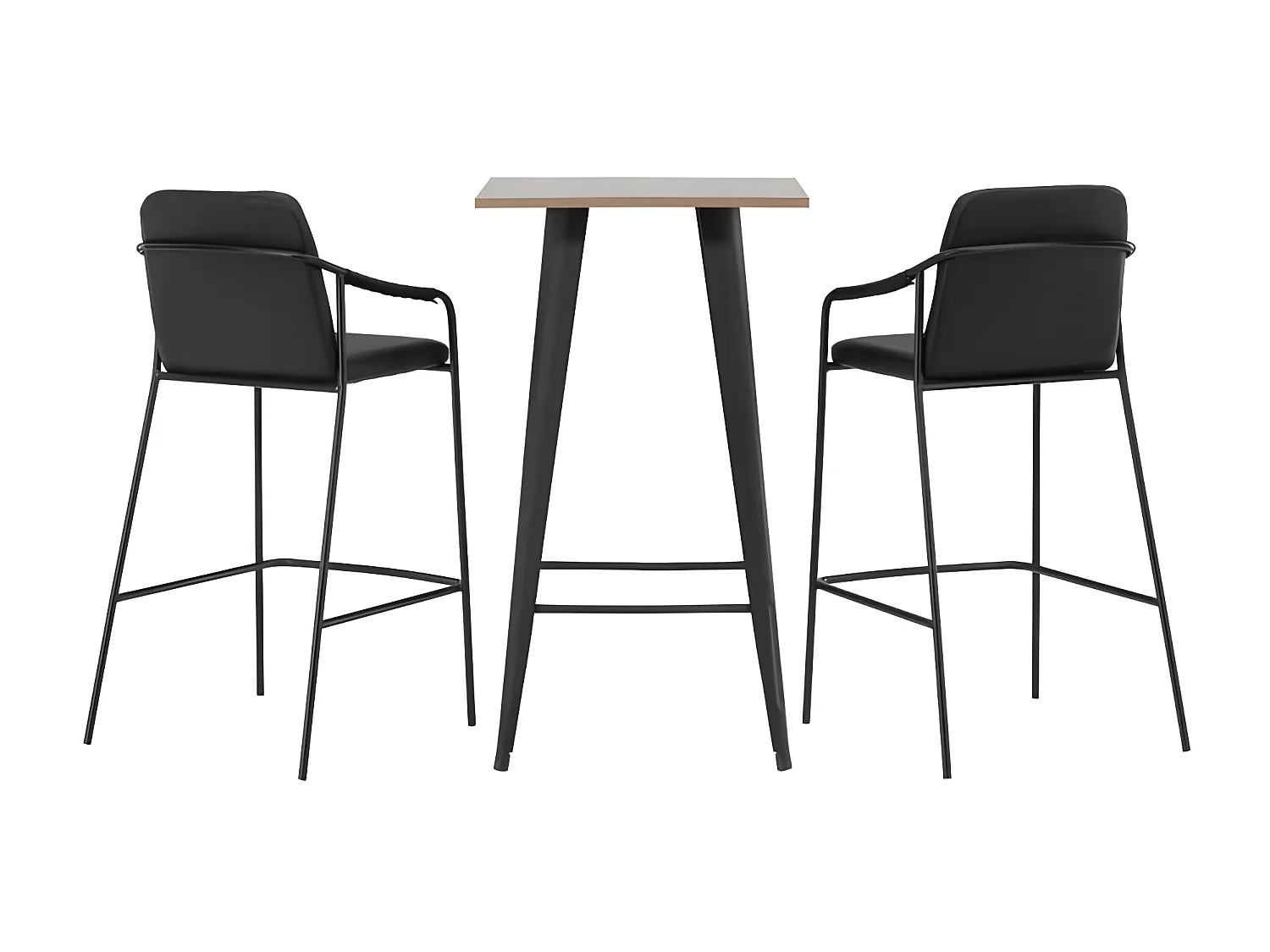 Tempe ensemble de meubles de bar table de bar noyer décor et 2 Tvist tabourets de bar noir.