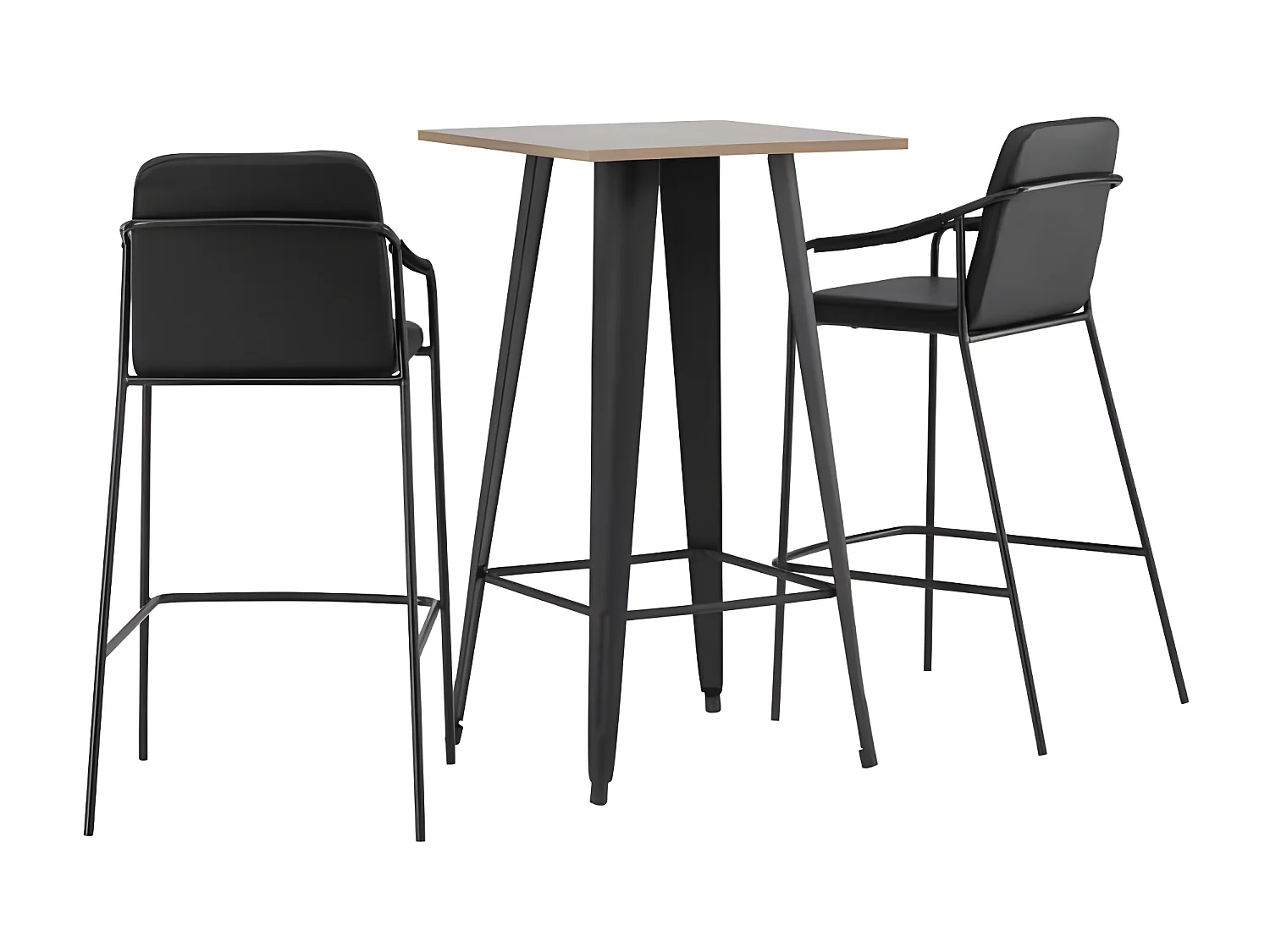 Tempe ensemble de meubles de bar table de bar noyer décor et 2 Tvist tabourets de bar noir.