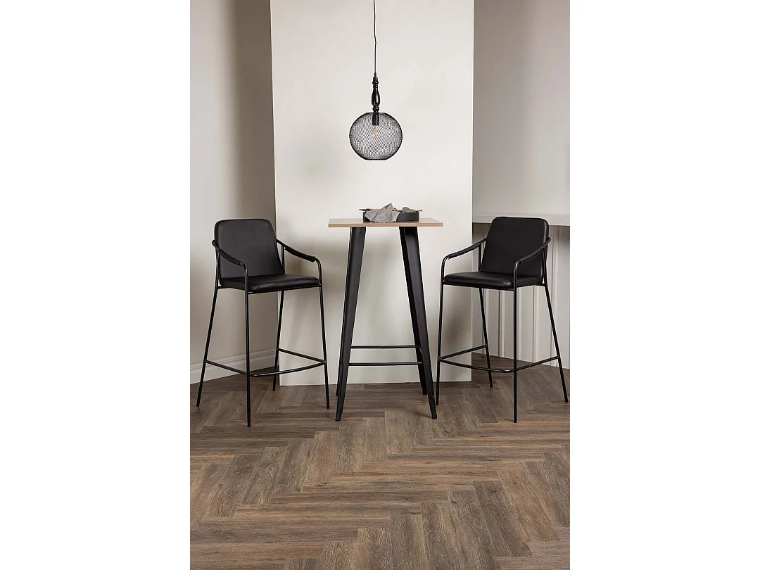 Tempe ensemble de meubles de bar table de bar noyer décor et 2 Tvist tabourets de bar noir.