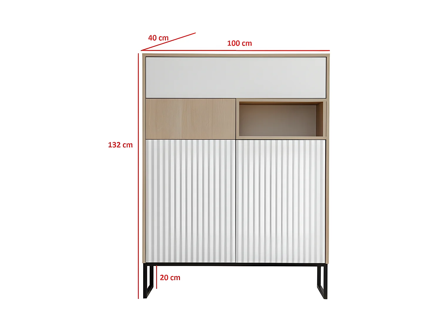 Commode style scandinave avec 2 portes et 2 tiroirs Petra