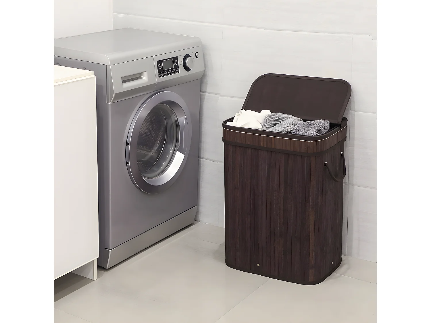 Panier à Linge en Bambou Marron - L40 cm