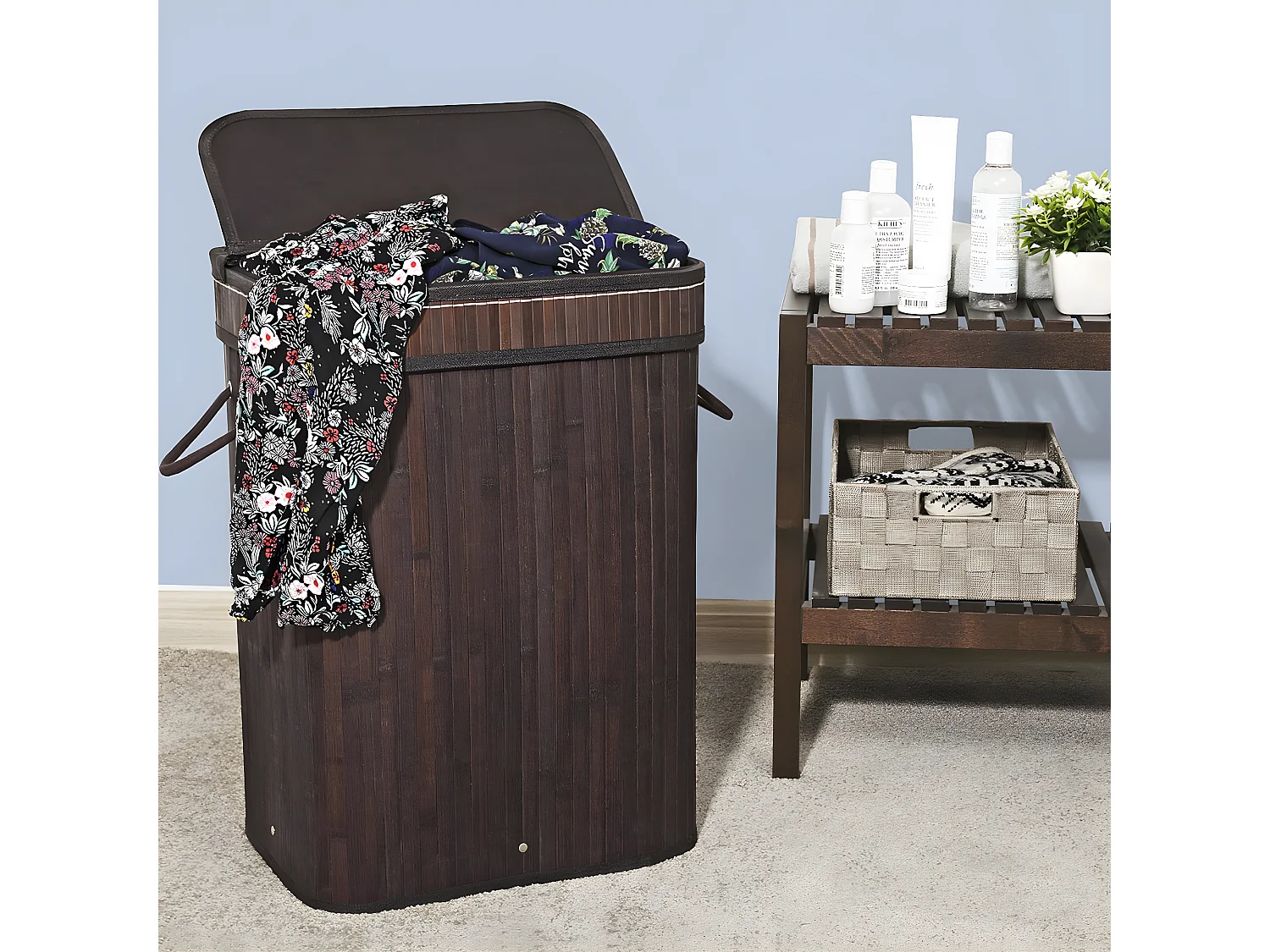 Panier à Linge en Bambou Marron - L40 cm