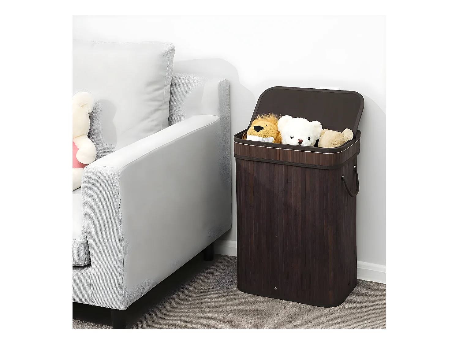 Wäschekorb aus braunem Bambus - L40 cm