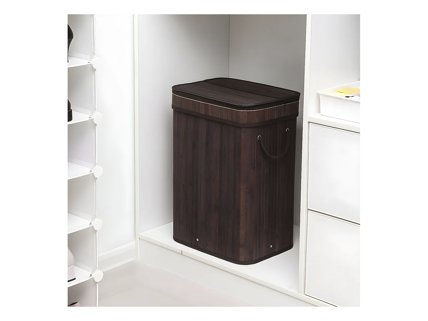 Wäschekorb aus braunem Bambus - L40 cm