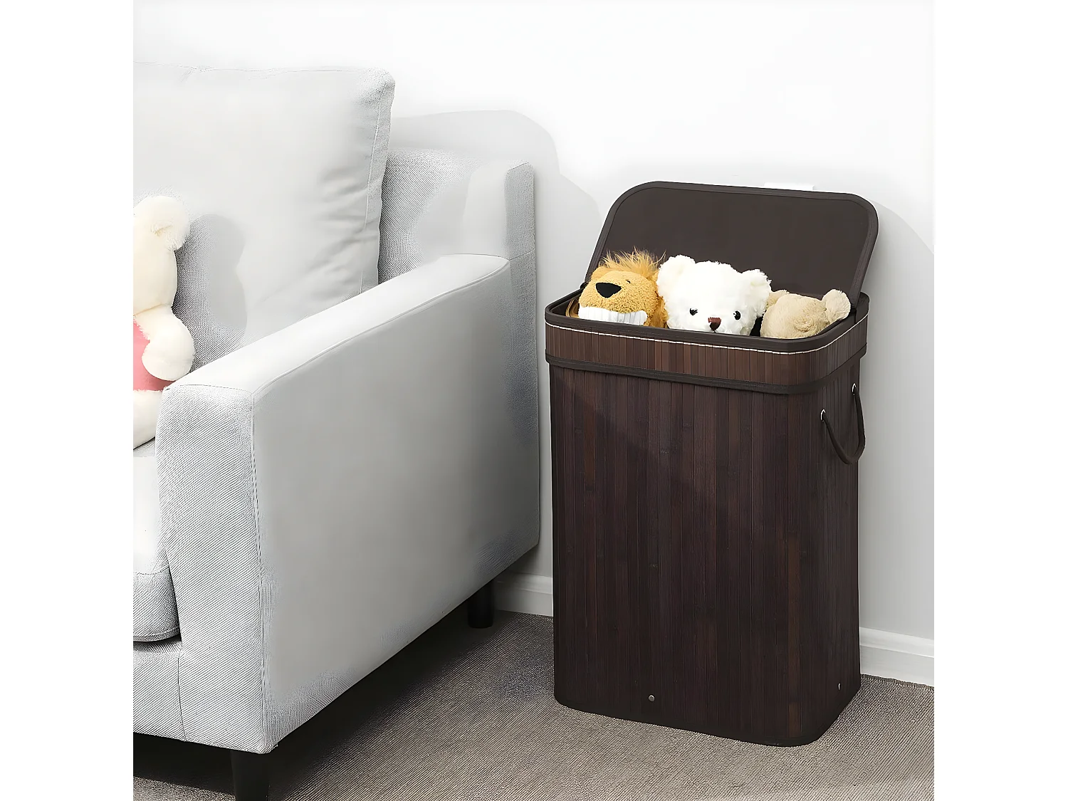 Panier à Linge en Bambou Marron - L40 cm