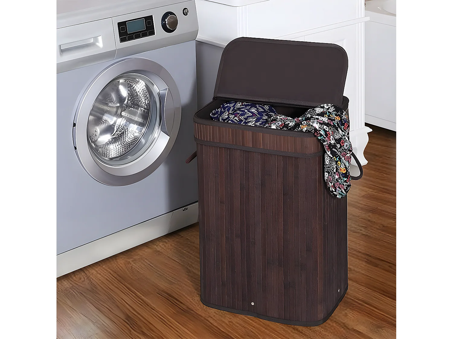 Panier à Linge en Bambou Marron - L40 cm