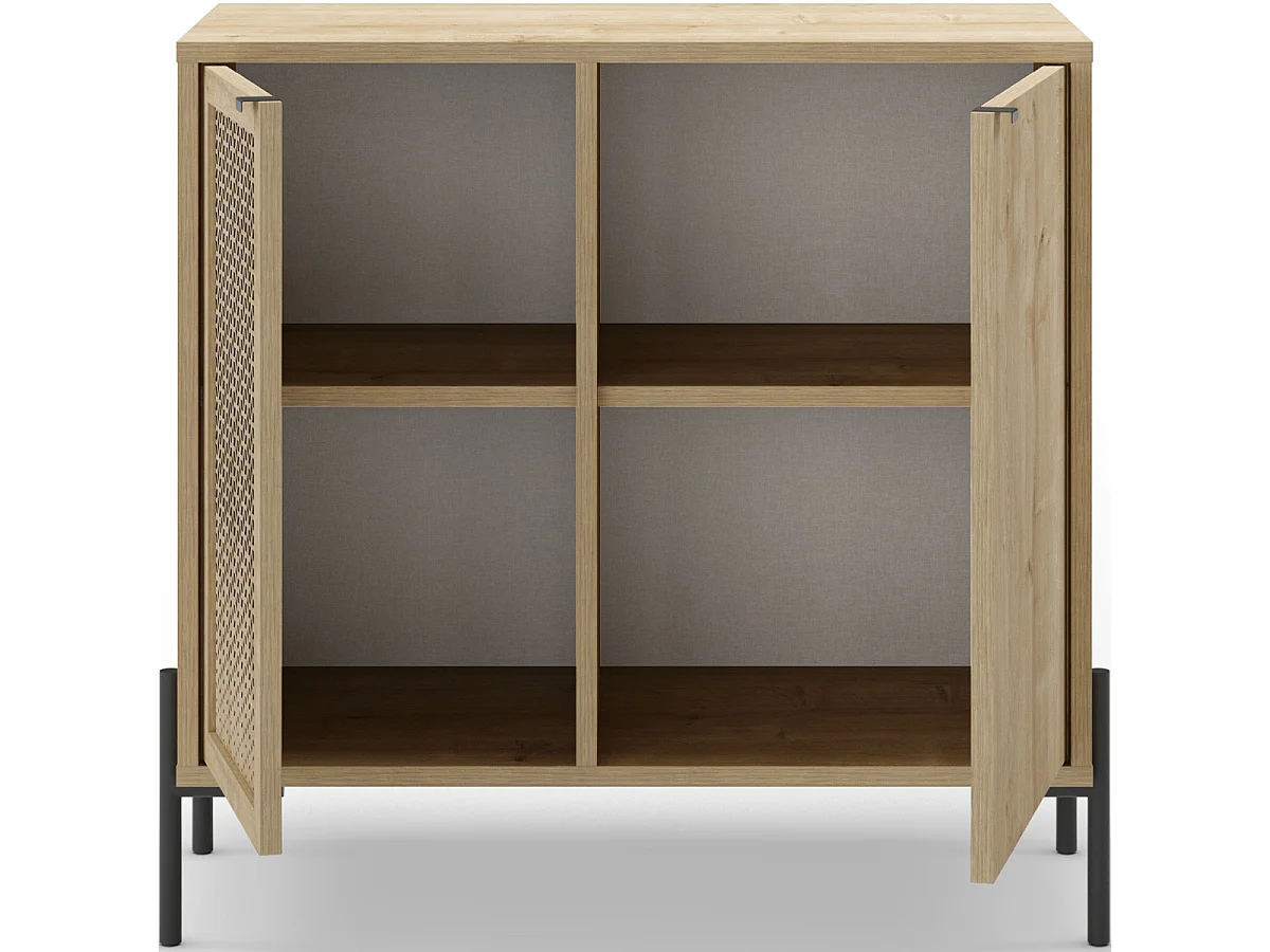 Ladekast met 2 deuren en metalen poten Inca - L80 cm