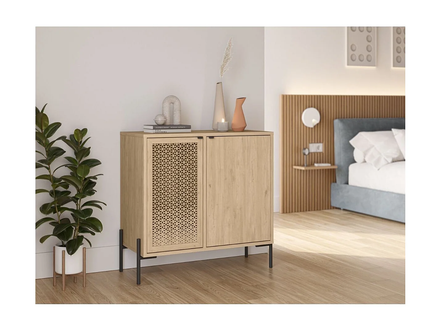 Commode 2 portes et pieds en métal Inca - L80 cm