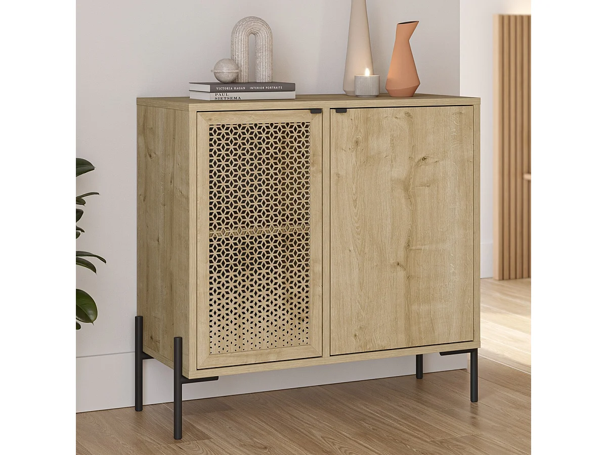 Commode 2 portes et pieds en métal Inca - L80 cm