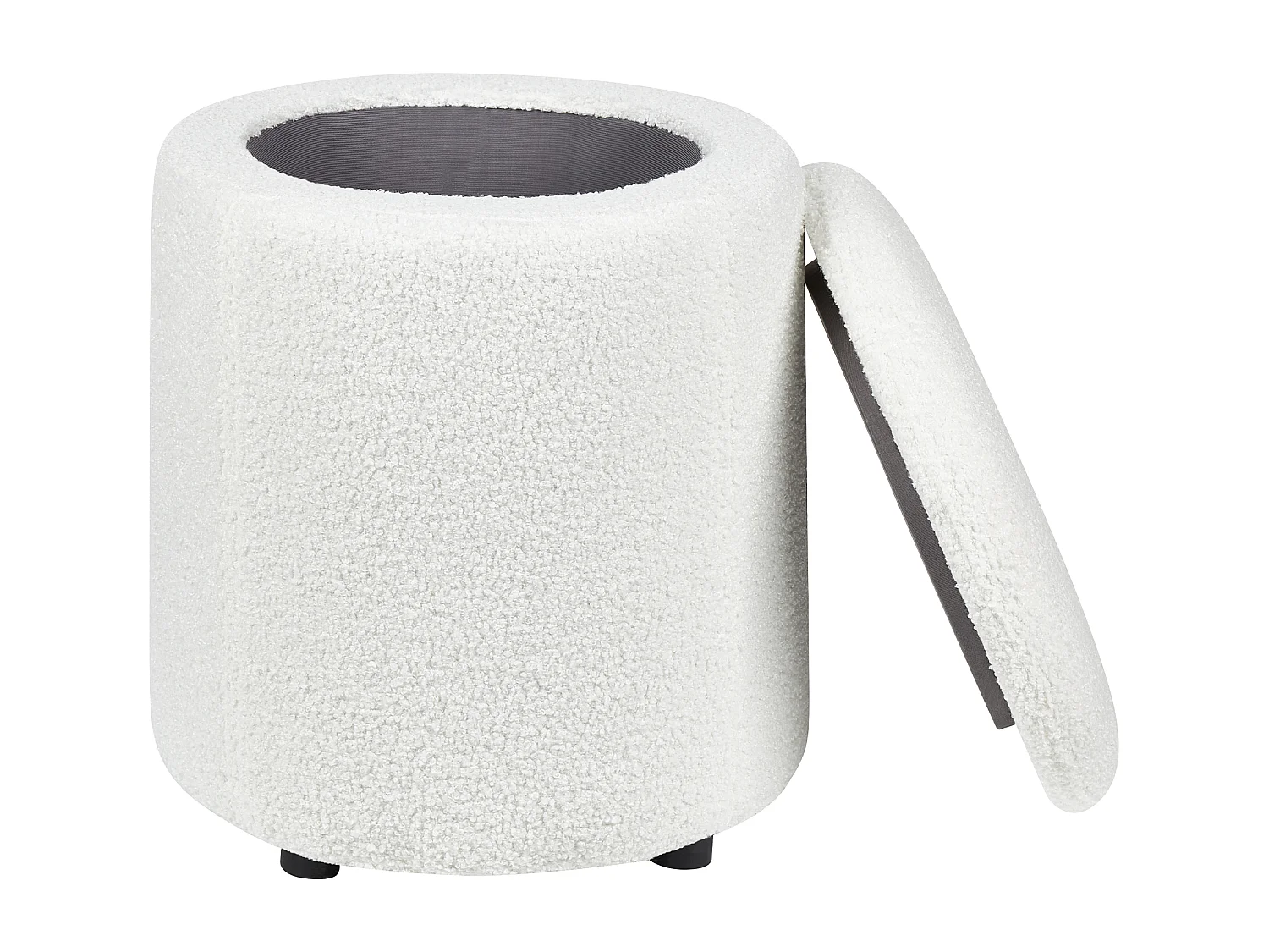 Puf con almacenaje MARYLAND Bouclé Blanco crema 38 cm 38 cm 40 cm