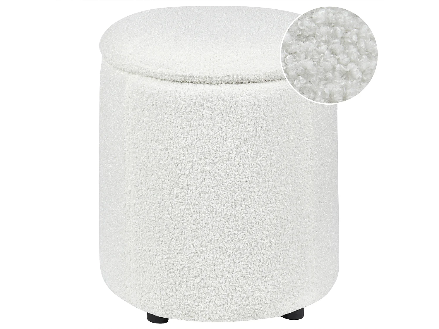 Pouf de rangement MARYLAND Bouclé Blanc cassé