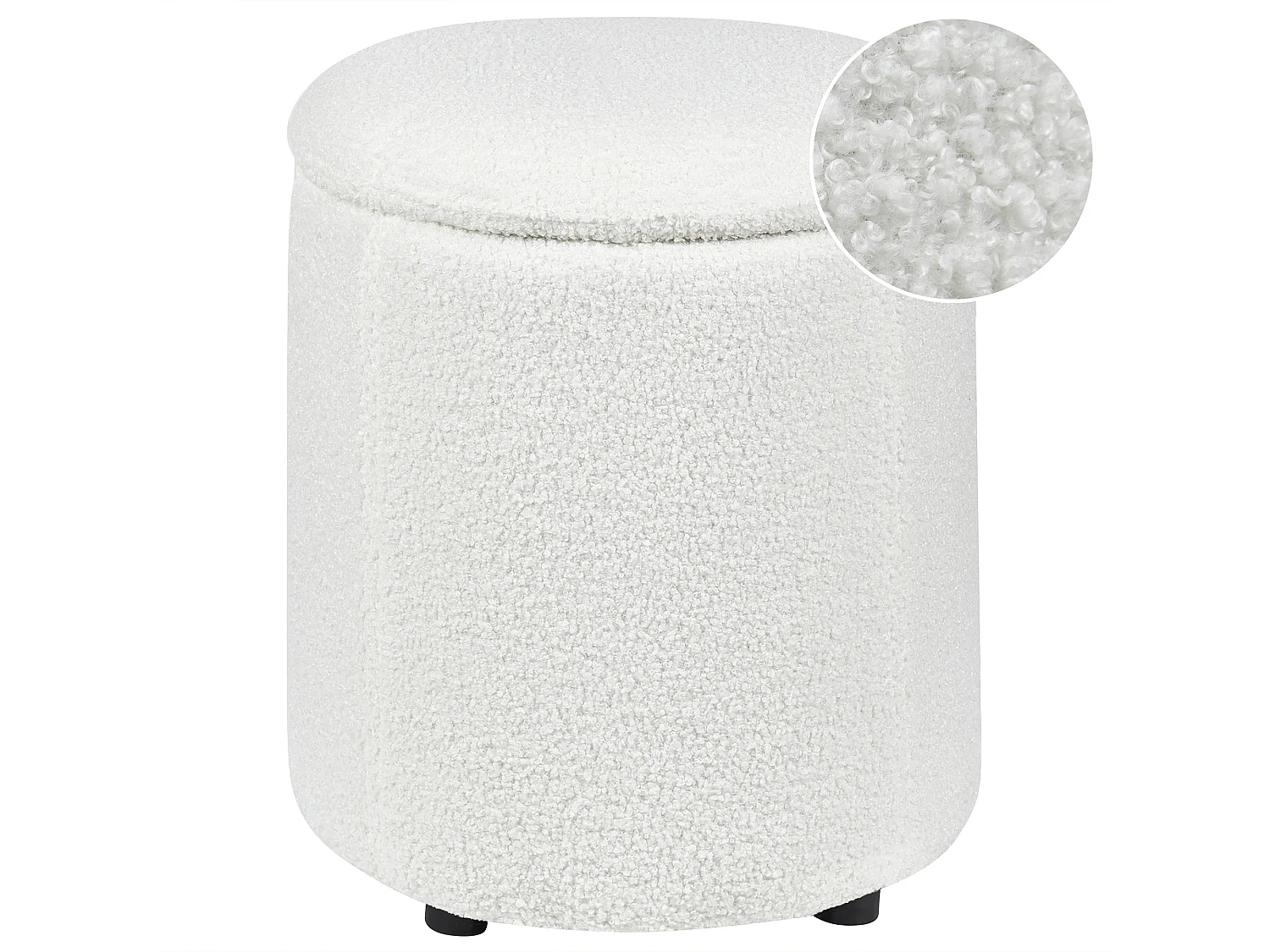 Pouf mit Stauraum MARYLAND Bouclé Cremeweiss 38 cm 38 cm 40 cm