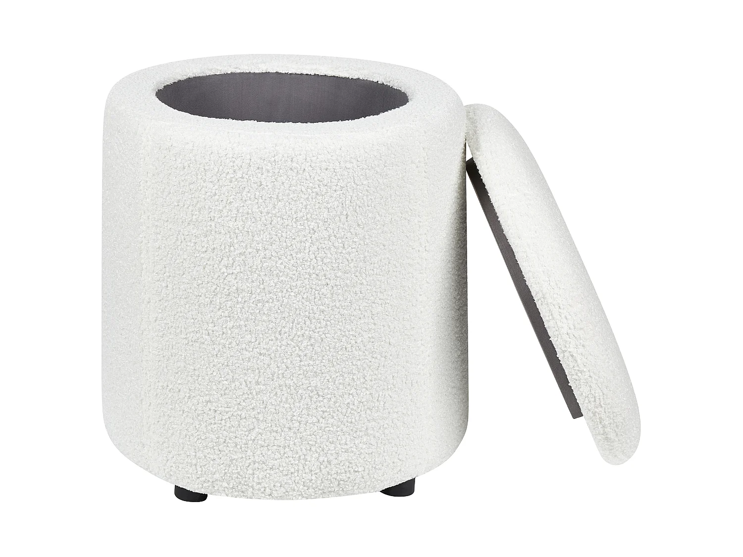 Pouf mit Stauraum MARYLAND Bouclé Cremeweiss 38 cm 38 cm 40 cm