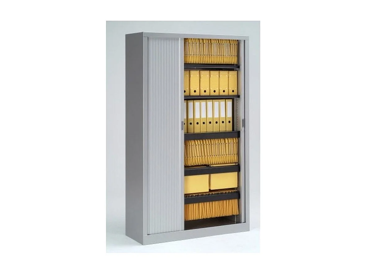 Armoire de bureau 2 portes battantes anthracite Pazio L90xH180xP43