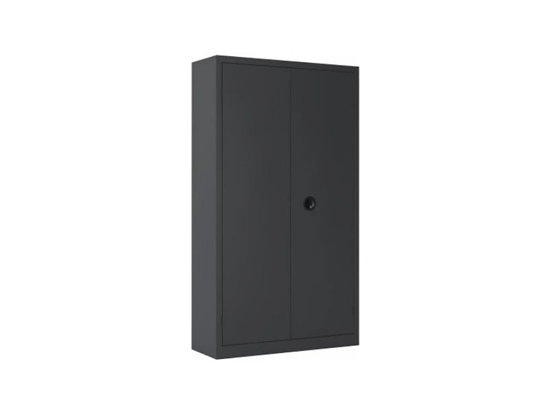 Armoire de bureau 2 portes battantes anthracite Pazio L90xH180xP43