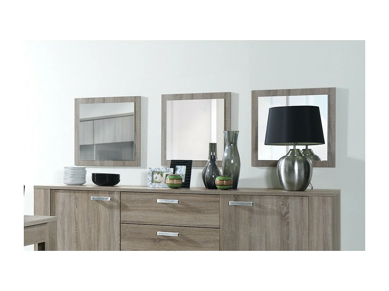 Set von 3 Spiegeln 60x60 cm - Kollektion FARRA - Farbe Eiche Dab Canyon