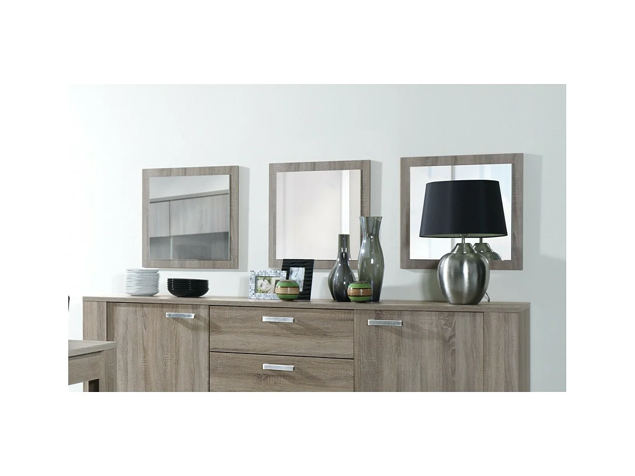 Lot de 3 miroirs 60x60 cm - Collection FARRA - Coloris chêne Dab Canyon
