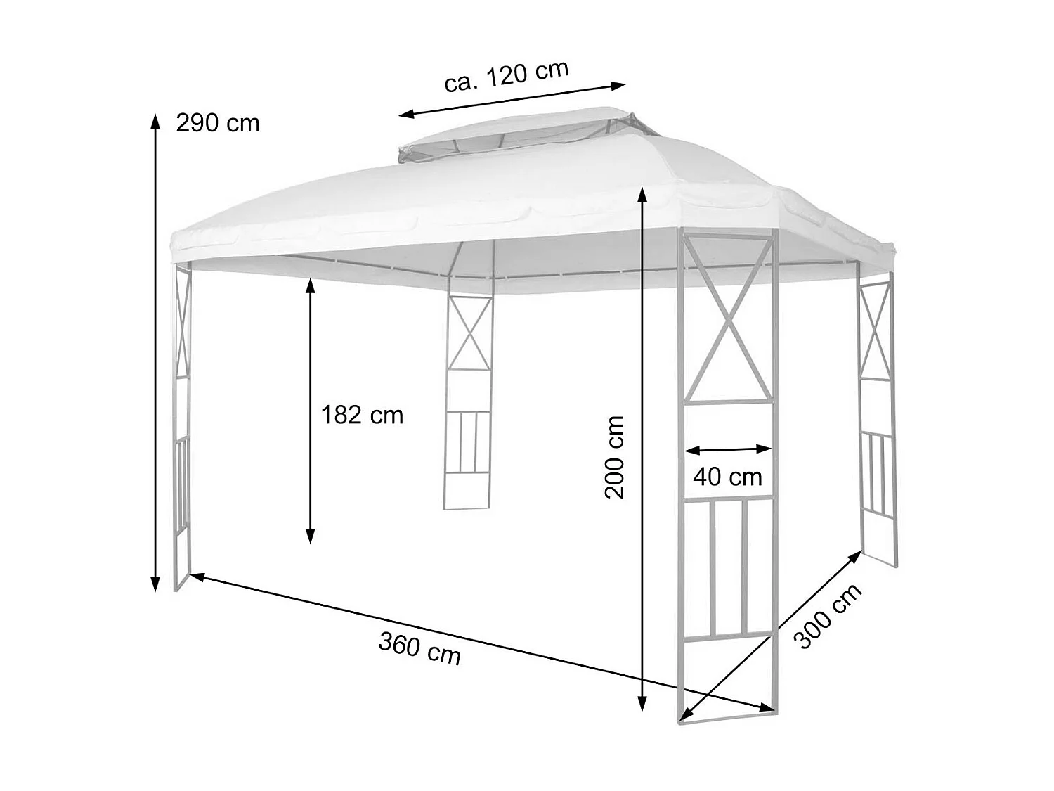 Pergola MCW-E42 + Moskitonetz, Creme