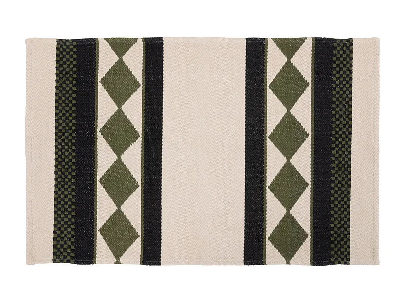 Tapis décoratif en Coton Kaki Noir et Beige Lin 60 x 90 cm