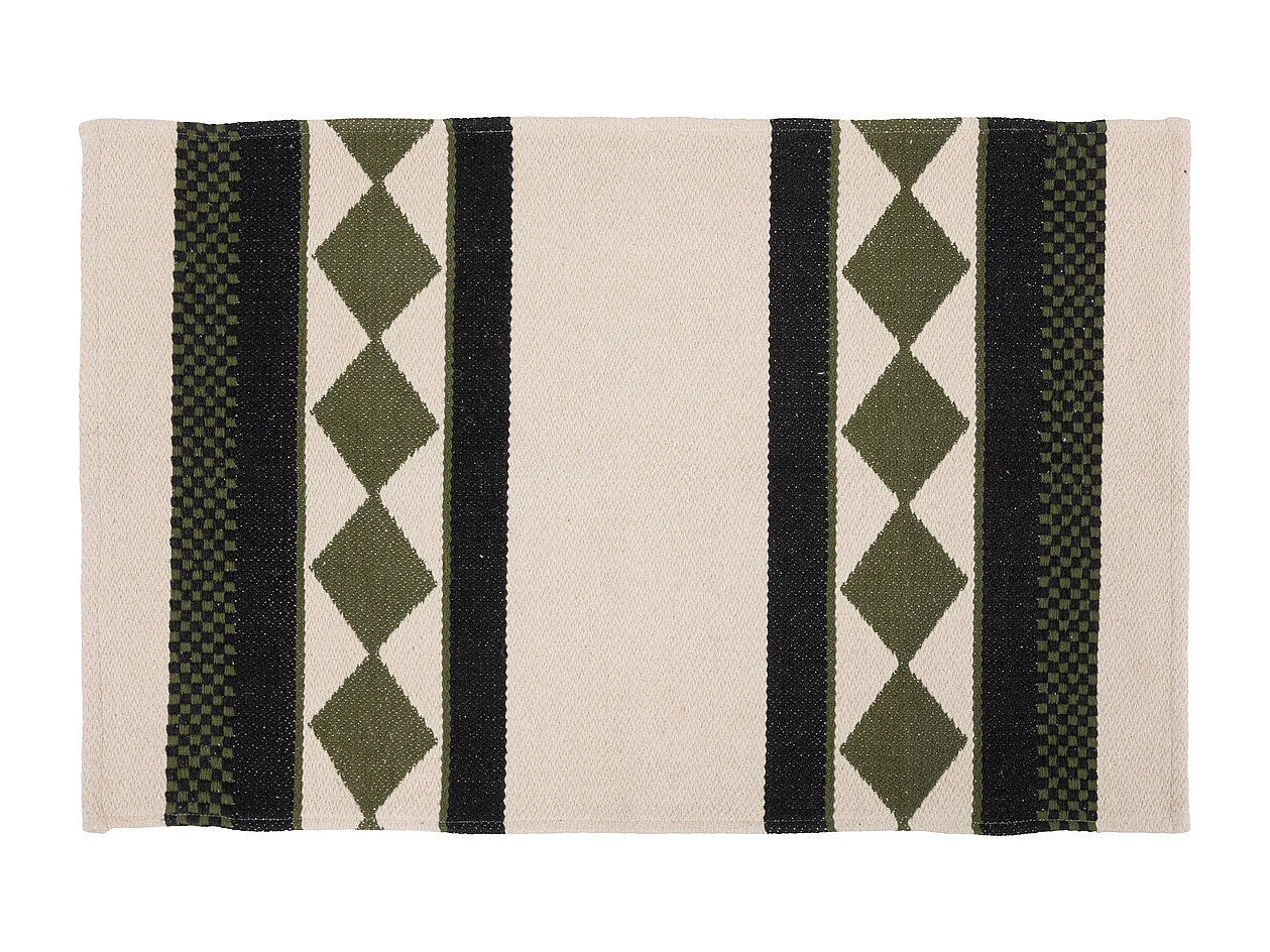 Tapis décoratif en Coton Kaki Noir et Beige Lin 60 x 90 cm