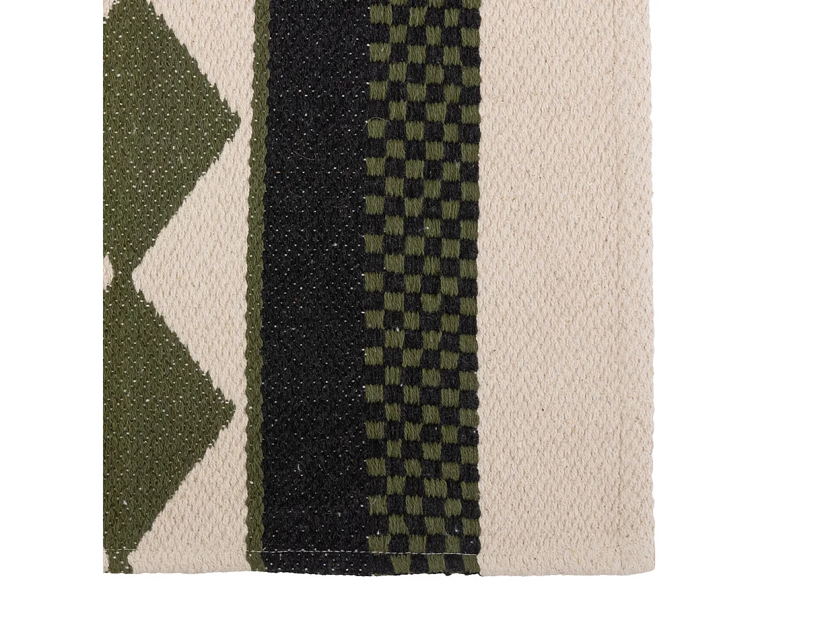 Tapis décoratif en Coton Kaki Noir et Beige Lin 60 x 90 cm