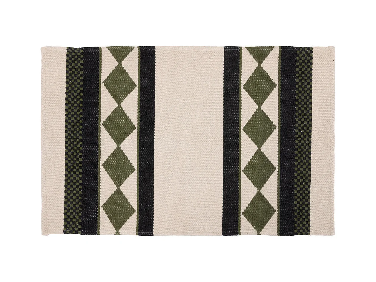 Tapis décoratif en Coton Kaki Noir et Beige Lin 60 x 90 cm