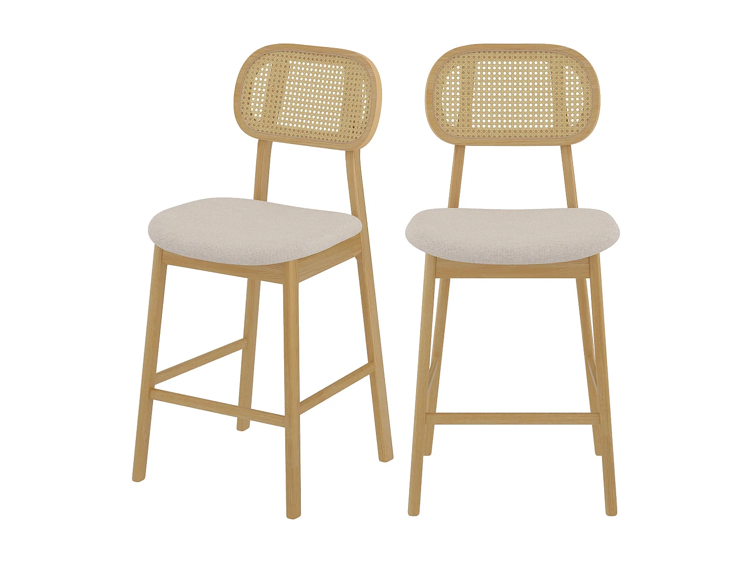 Set di 2 sedie per isola centrale in tessuto beige 60 cm - Maria