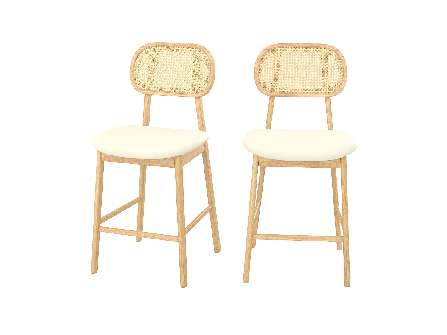 Set di 2 sedie per isola centrale 64,5 cm in tessuto beige - Maria