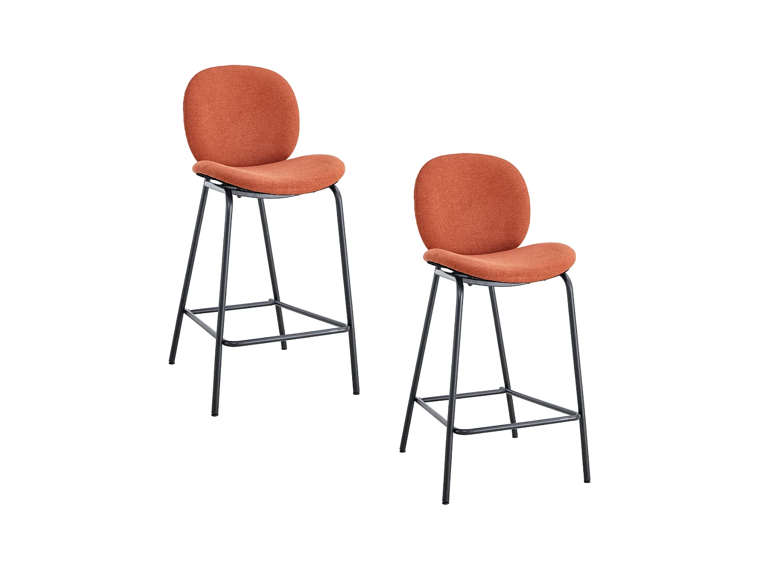Lot de 2 tabourets en tissu avec pieds en métal noir L43 cm - CORI