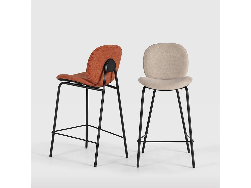 Lot de 2 tabourets en tissu avec pieds en métal noir L43 cm - CORI