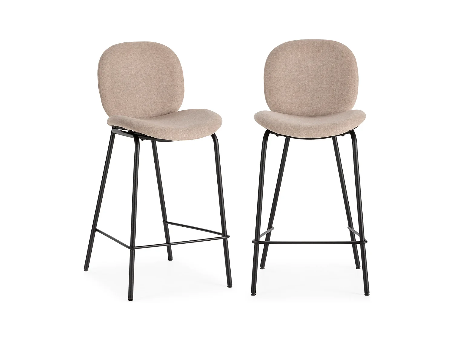 Lot de 2 tabourets en tissu avec pieds en métal noir L43 cm - CORI