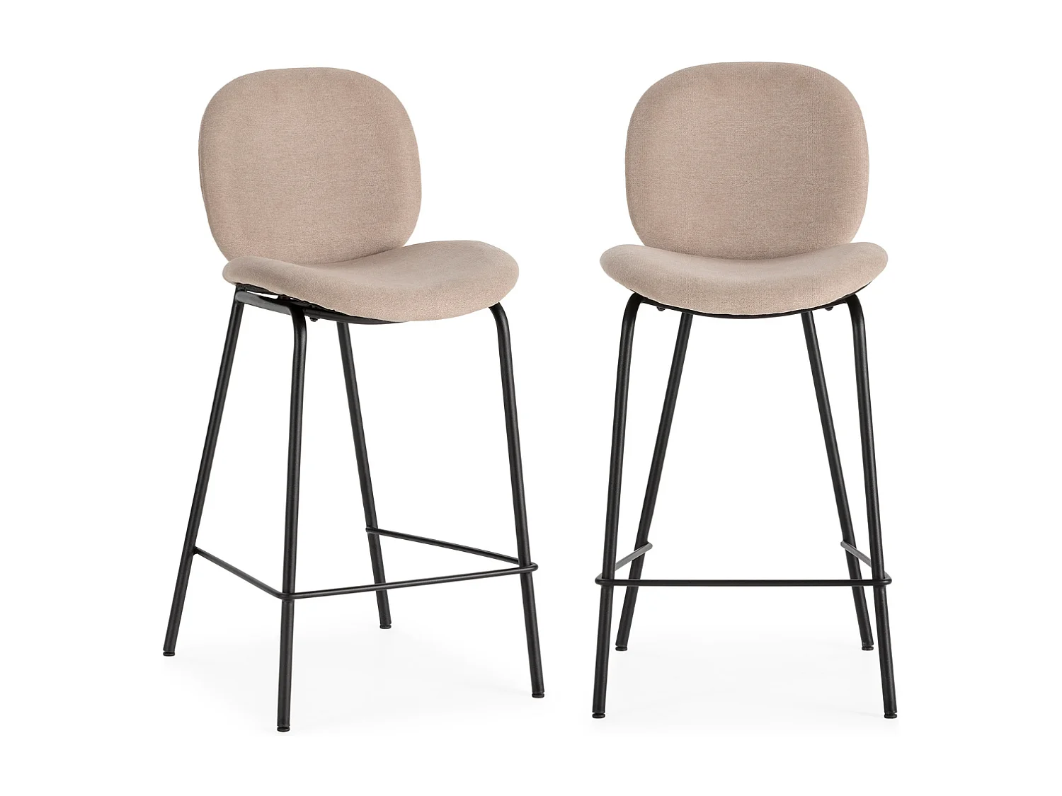 Conjunto de 2 taburetes de tela y estructura de metal 46x48 h93 cm