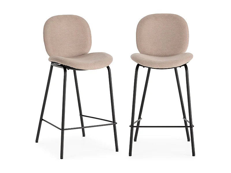 Conjunto de 2 bancos em tecido e estrutura metálica 46x48 h93 cm