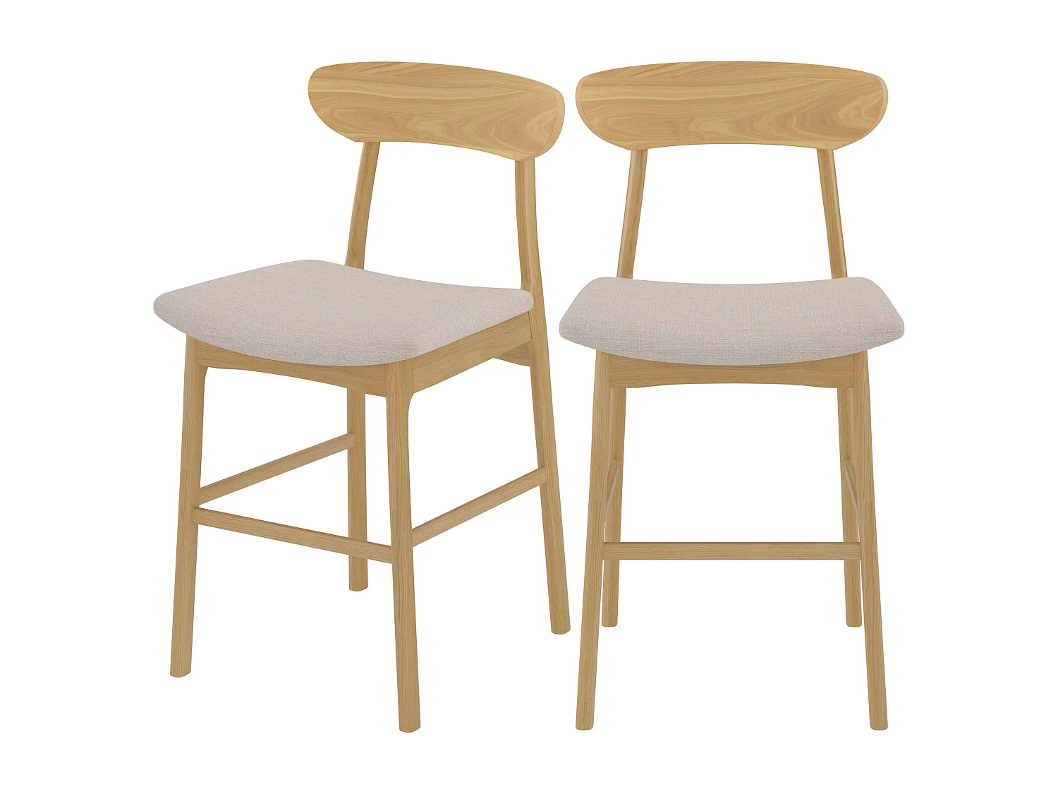 Set de 2 sillas para isla de cocina en tela beige 66 cm - Lana