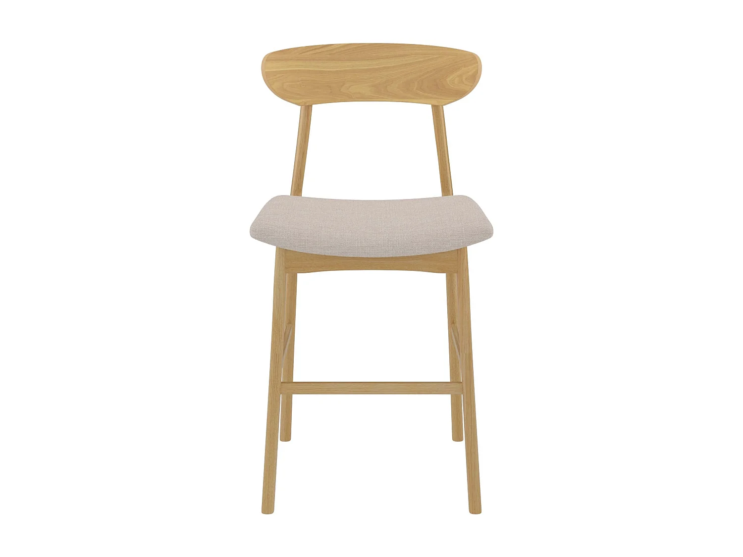 Lot de 2 chaises pour îlot central 66 cm en tissu beige et bois - Lana