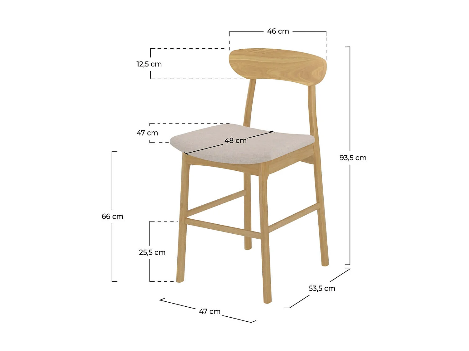 Set de 2 sillas para isla de cocina en tela beige 66 cm - Lana