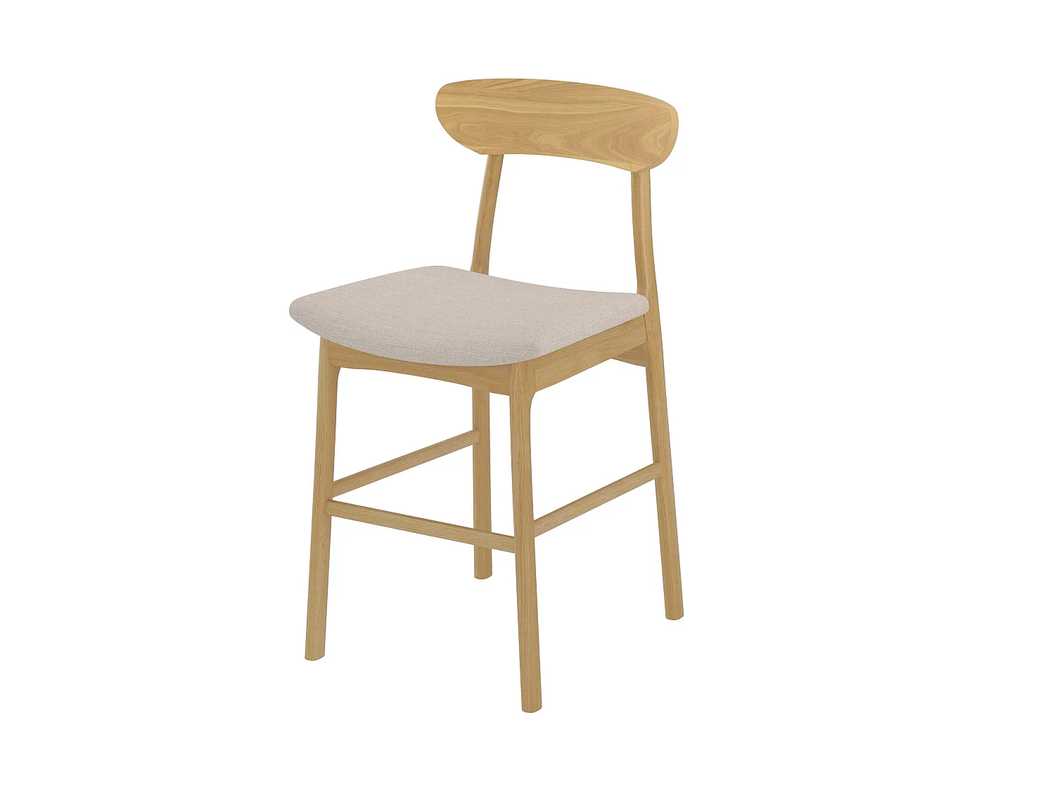 Lot de 2 chaises pour îlot central 66 cm en tissu beige et bois - Lana