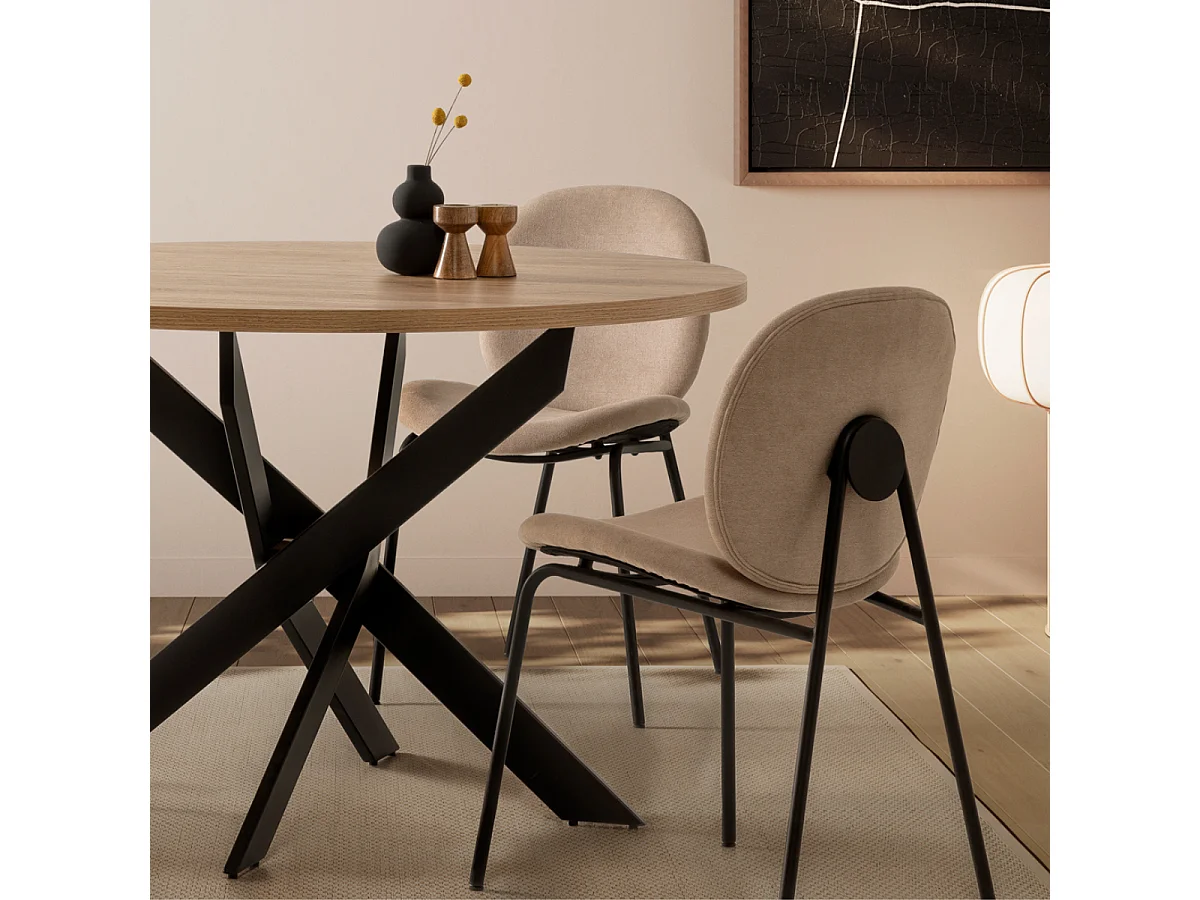 Set aus 2 Stühlen aus Stoff mit schwarzen Metallbeinen L45 cm - CORI