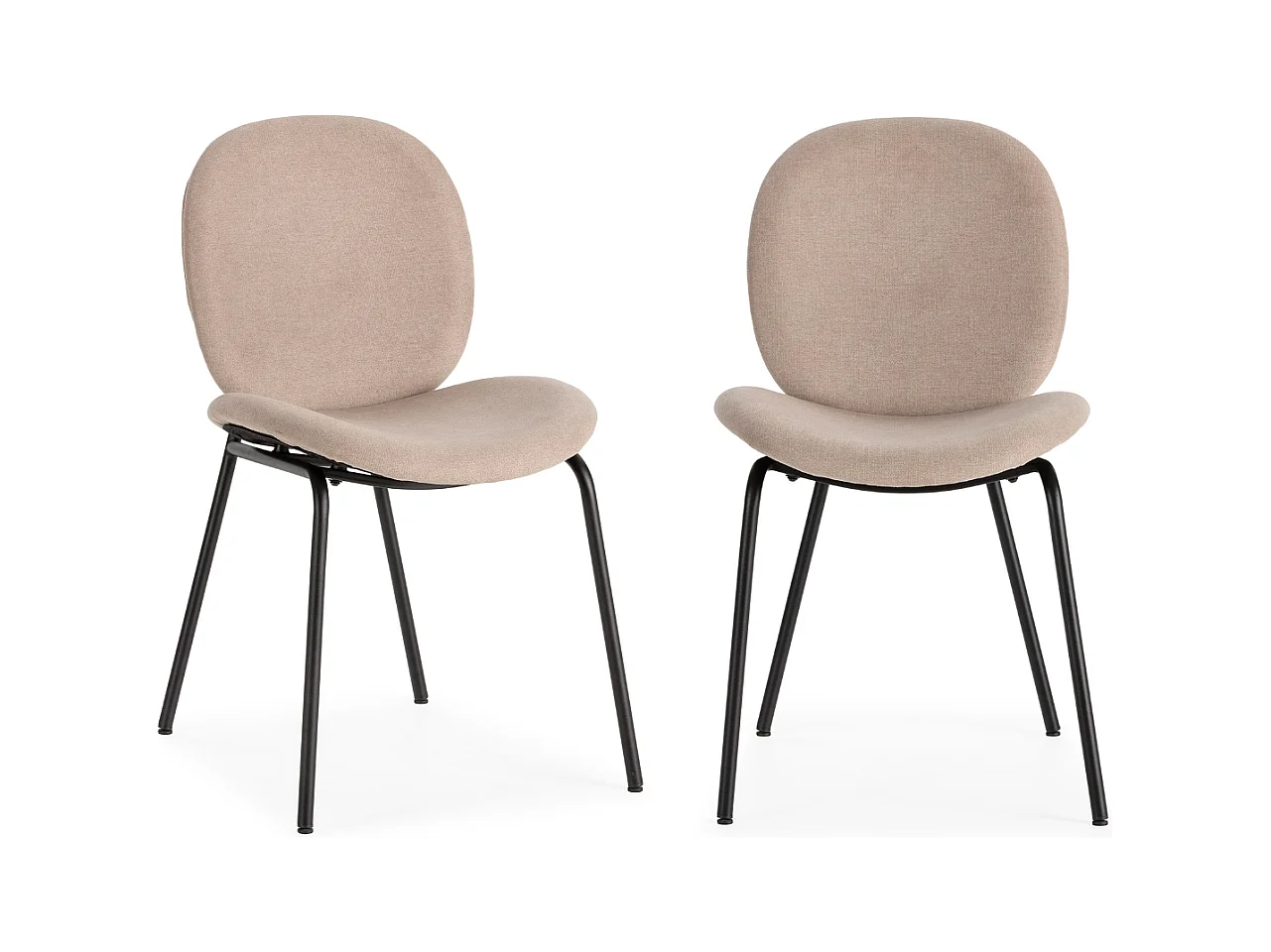 Lot de 2 chaises en tissu avec pieds en métal noir L45 cm - CORI